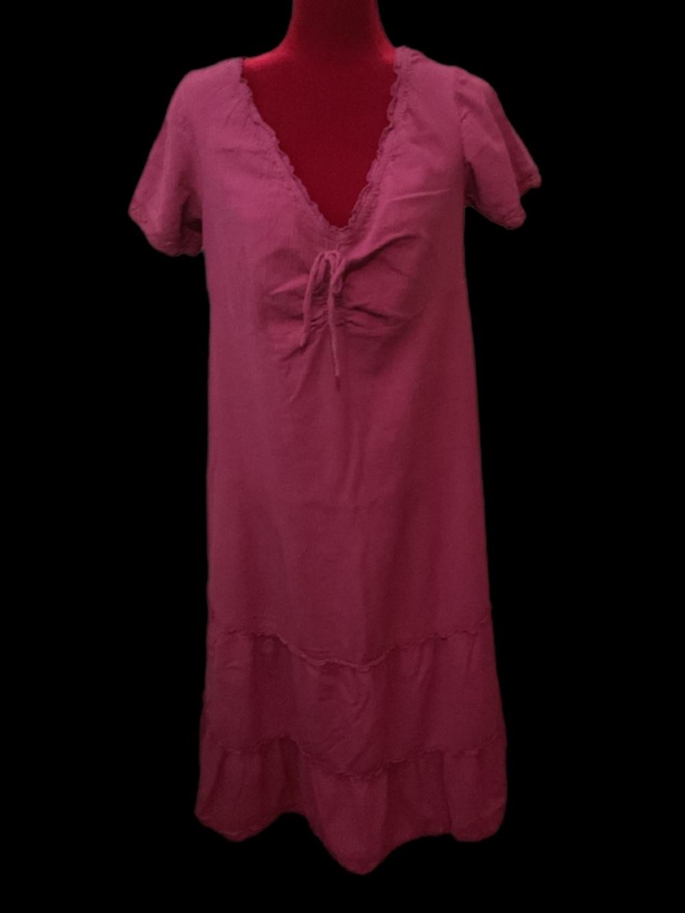 ellos Fuchsia Short-Sleeve Tie-Front Chemise